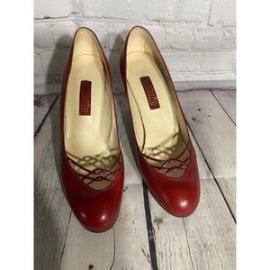 Palizzio Michael G Abrams Size 7 1/2 B Red Leather Pumps, heels